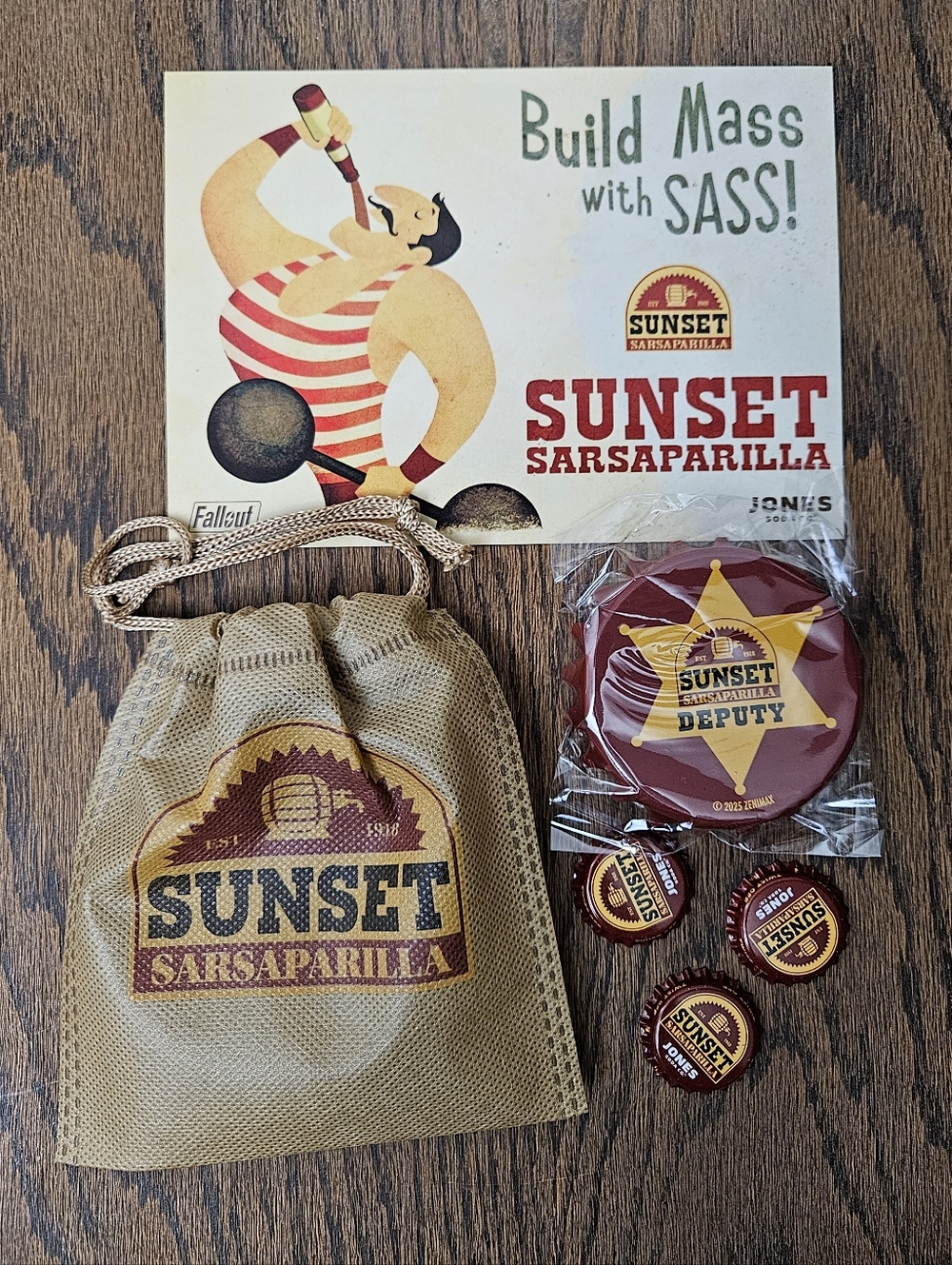 Sunset Sarsaparilla Bottle Opener w/caps NUKA COLA Jones Soda Fallout New Vegas